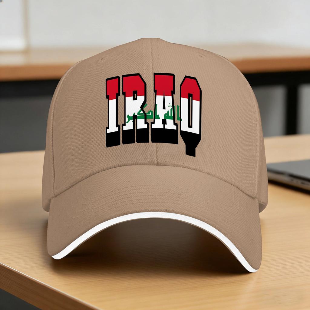 Iraq Country Flag Typography Casual Baseball Cap Trucker Hat Sun Hiking Fishing Hip Hop Hats FeUnisex Unisex Fashion Baseball Caps