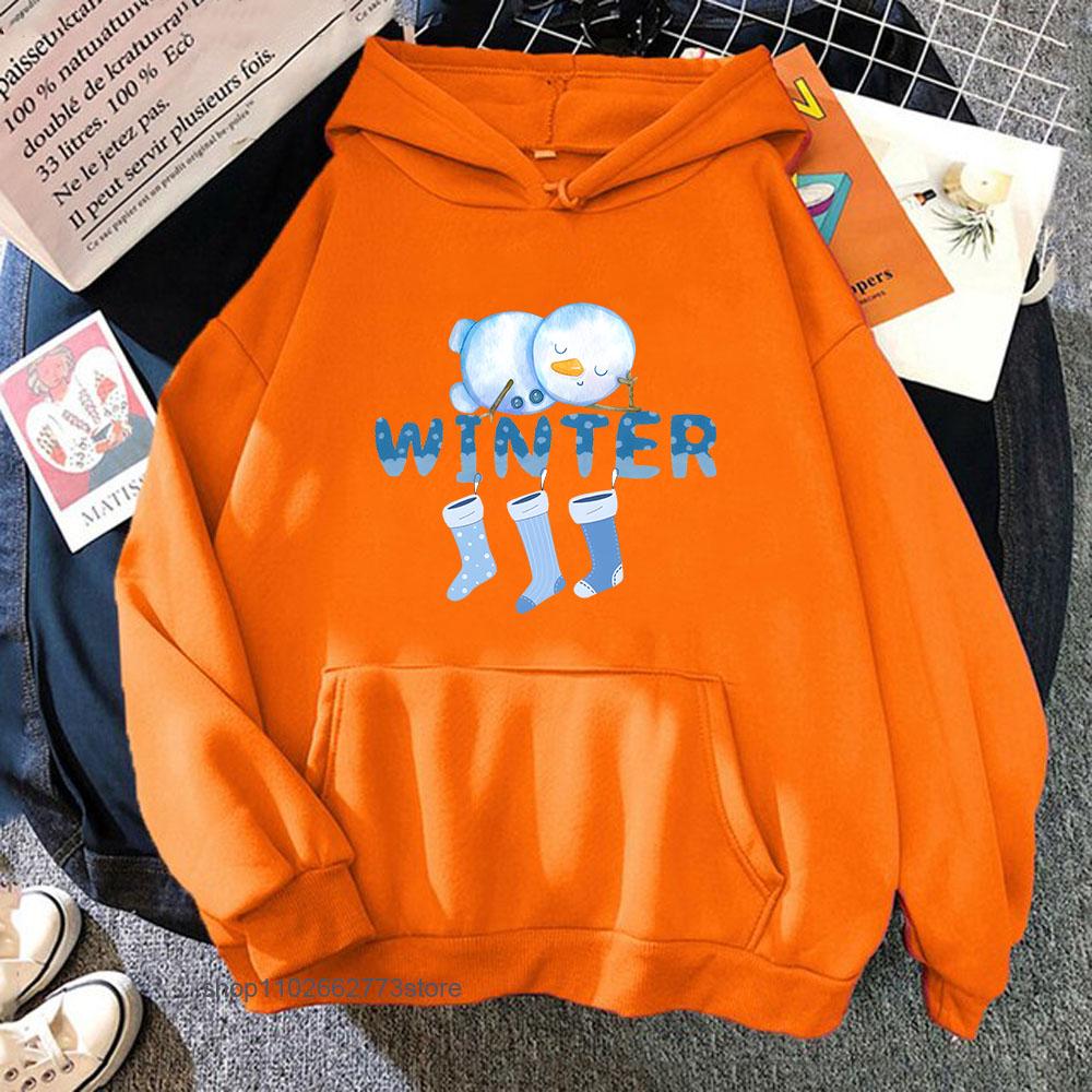 Christmas Socks Print Hoodies Blue and White Chinoiserie Sweatshirt Winter Clothes Women Cartoon Men's Long Sleeve Tops