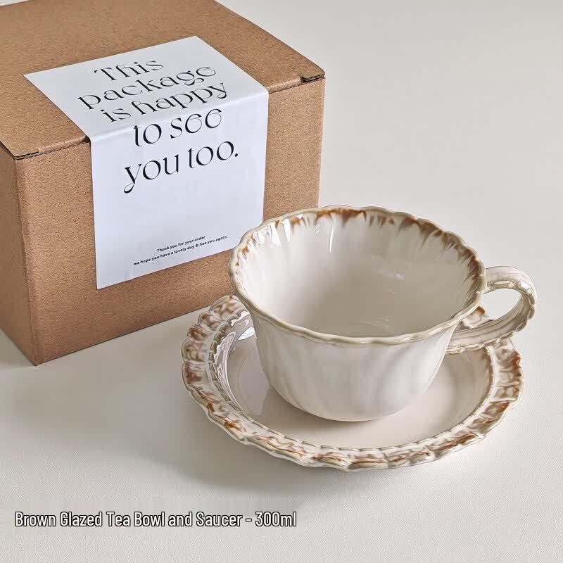 Qīwēi Vintage Ceramic Coffee Cup and Saucer Set