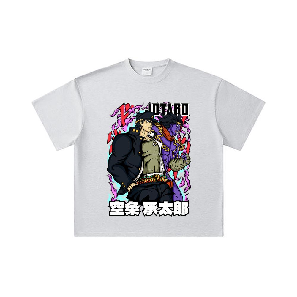 260 GSM Double Yarn 32 Count 100% Cotton Jojo_s Bizzare V2 Jotaro Print Unisex Heavy Cotton T Shirt