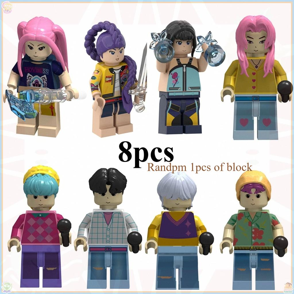 8 SZT Kpop Łowcy Demonów Mini Figurki Akcji Klocki Zabawka Akcesoria Dekoracja Biurka Figurki Kolekcjonerskie Zabawka Prezent Świąteczny