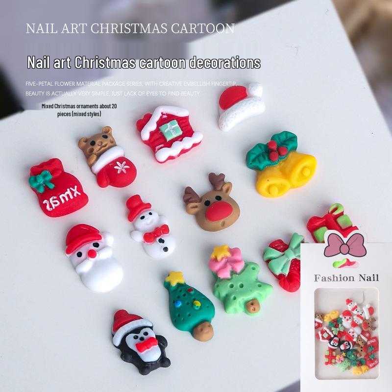 

Рождество Nail Art: 20 Милых Мультяшных Страз из Смолы - Деревья, Снеговики, Перчатки
