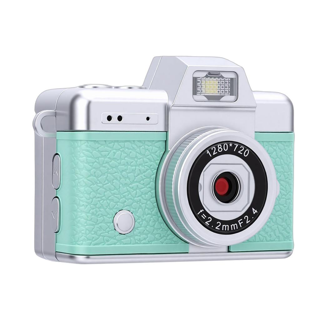 Keychain Camera for Teens Students 720P HD Retro Digital Camera with 1.47 Inch Flip Screen for Travel School Green