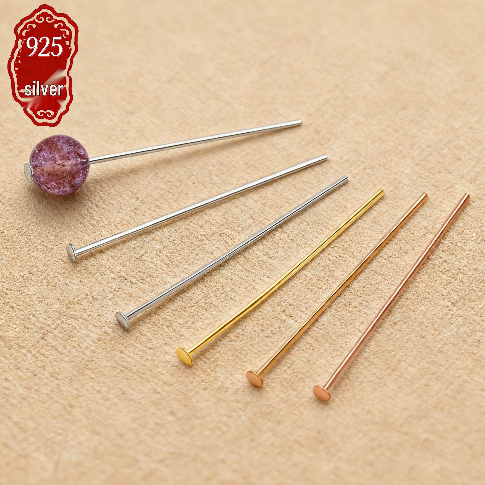 S925 Sterling Silver 9-Shaped and T-Shaped Bead Head Needles for DIY Handmade Beading Earring Accessories 15mm