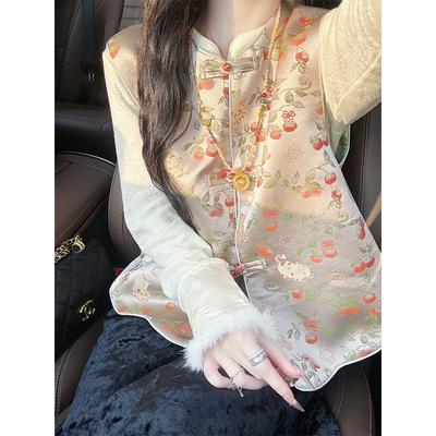 2025 Early Spring Vintage Jacquard Vest Tide Temperament Older Mom Fashion Top