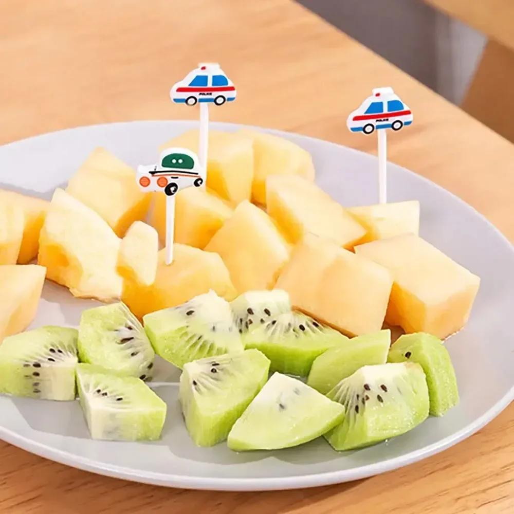 6pcs/set Car Castle Vegetable Cute Mini Toddler Children Fruit Forks Toothpicks Kids Food Picks Cartoon
