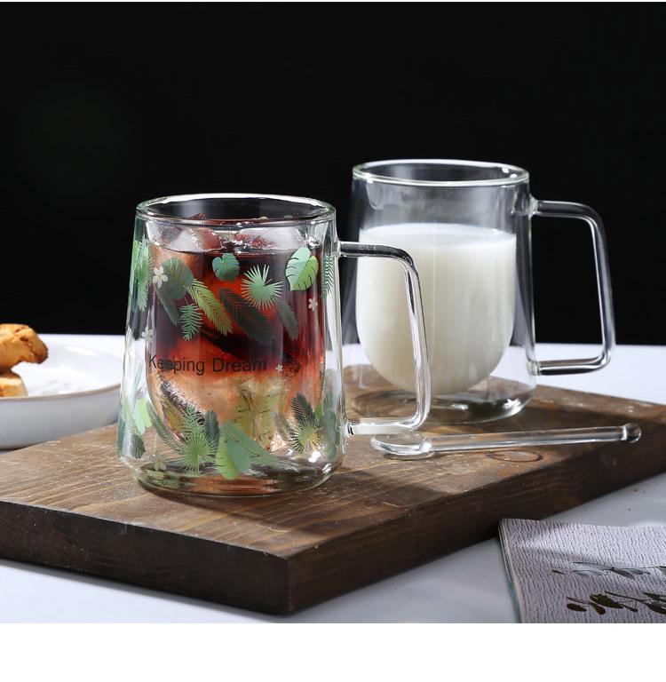 Mingshangde Transparent Double-Layer Insulated Glass Coffee Cup