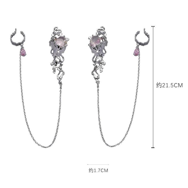 Winter irregular lava earrings chain unique wind stud earrings 925 silver needle ears