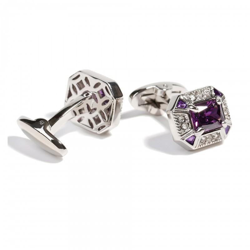 Men s Cufflinks High-quality Light Luxury Retro Inlaid Zircon Diamond Square Silver Jewelry copper