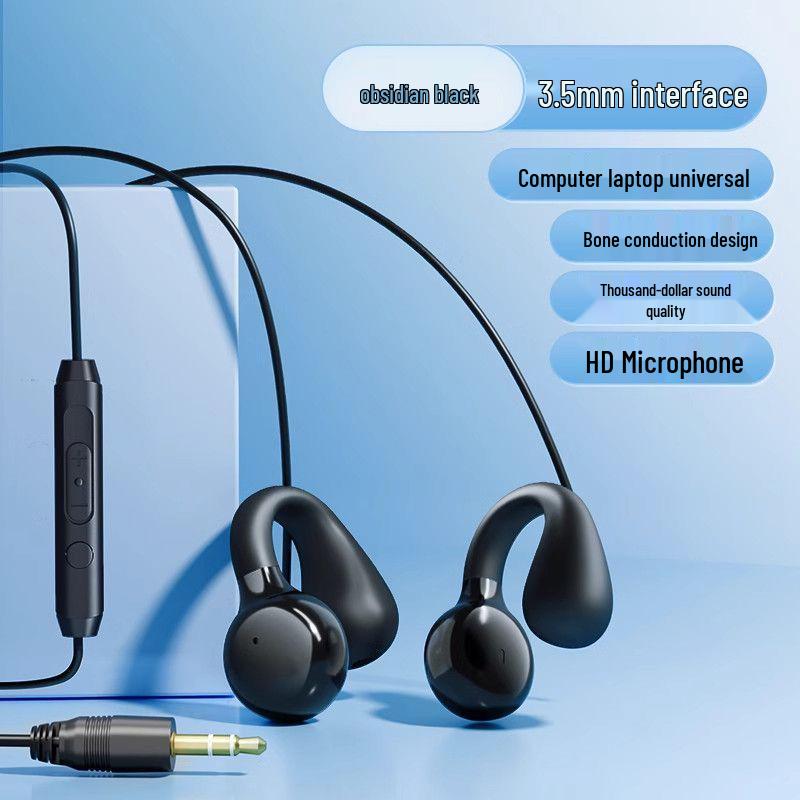 

Wired Non-Bone Conduction Computer Headphones with Microphone, USB & 3.5mm for Notebook/Desktop