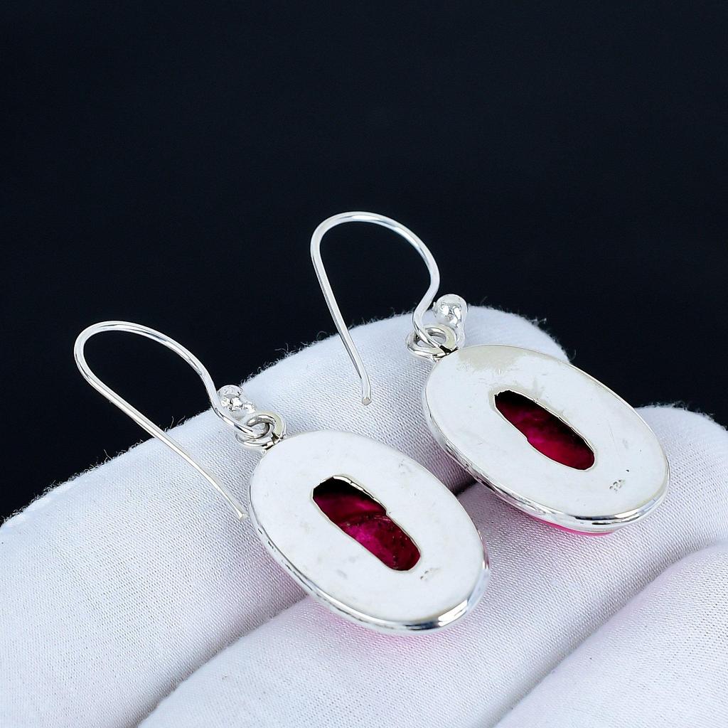 Pink Monalisa Gemstone Earrings, 925 Sterling Silver Earrings, Handmade Silver Earrings For Gift, Pink Monalisa Dangle Drop Earrings Birthday Gift