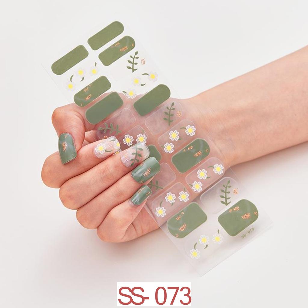 22pcs Sheet Laser Bronzing Full Cover Nail Stickers Long Lasting Tearable Cute Nail Art Wraps Design