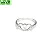 Latest Small Fresh Heart Shaped Creative Double Love Hollow Sterling Tone Jewelry Stylish Fashionable Crystal Stone Opening Rings
