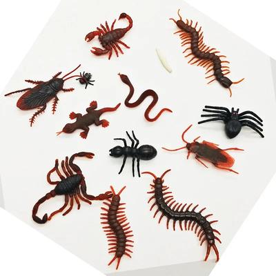 10 Stück Realistische Gefälschte Insekten Spielzeug Gruselige Plastikkakerlaken Spinnen Tausendfüßler Ameise Künstliche Käfer Requisite für Partytricks und Streiche