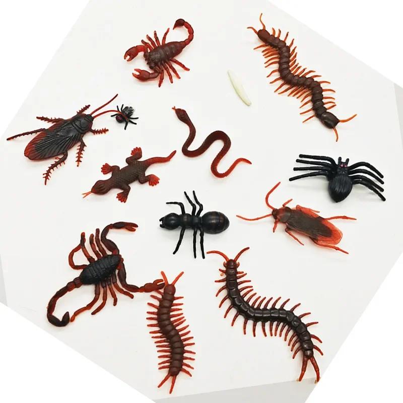 10Pcs Realistic Fake Insects Toy Scary Plastic Roaches Spiders Centipede Ant Artificial Bug Prop for Party Tricks and Pranks