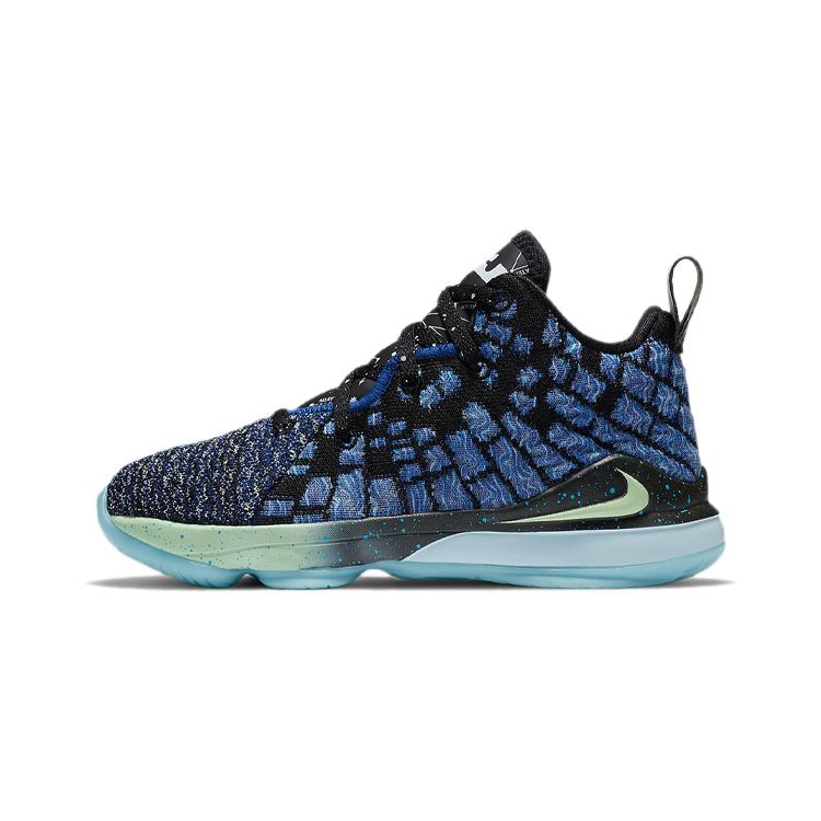 Nike Lebron 17 Нескользящая амортизация Нескользящая амортизация Низкие детские баскетбольные кроссовки Черно-синие BQ5595-407 28
