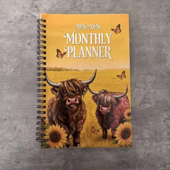 2026-2028 Månedlig Planlegger 3-års Planlegger Bok Jan. 2026 - Des. 2028 36-måneders kalender med tvillingtrådbinding for skolearbeid