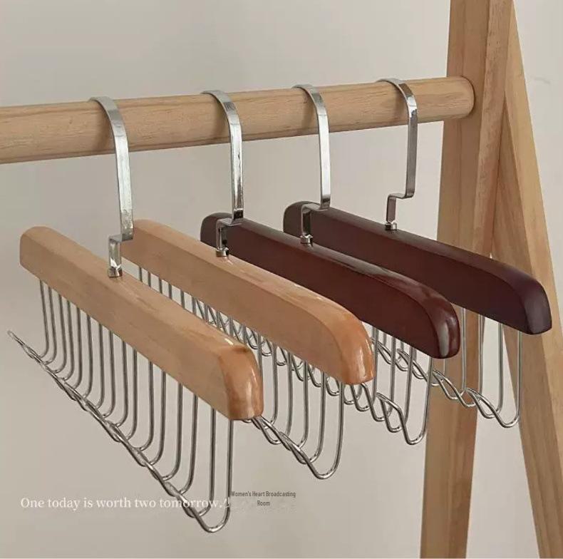 Umeraș Multifuncțional din Lemn Masiv pentru Veste, Cravate și Lenjerie Intimă