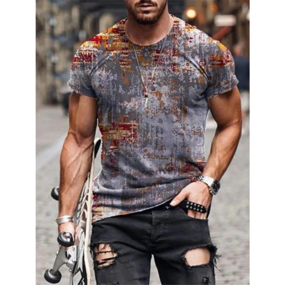 New Hot Sell Men's T-Shirt 3D Vintage Print T Shirts Summer Round Neck Cool Oversize Muscle Streetwear Clothing T Shirt Tops