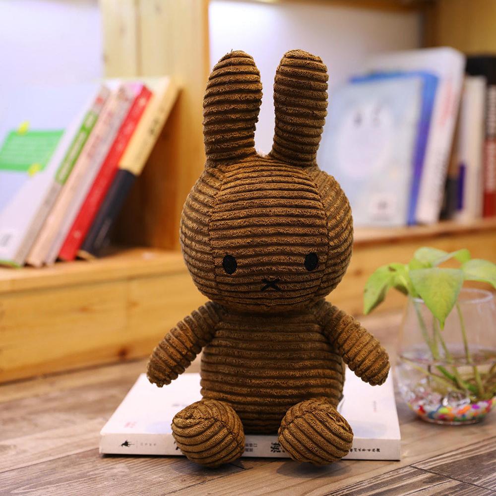 Kawaii Miffy Corduroy Striped Plush Doll Cute Miffy Peripheral Plush Doll Sitting Posture Home Decoration Fun Toy Girl Gift