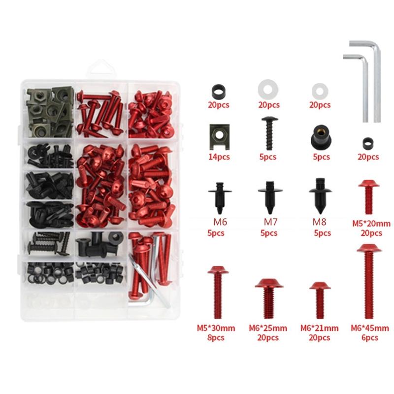 193Pcs Motorcycle Universal Fairing Bolt Kit Screws Fasteners Fixing Sportbike