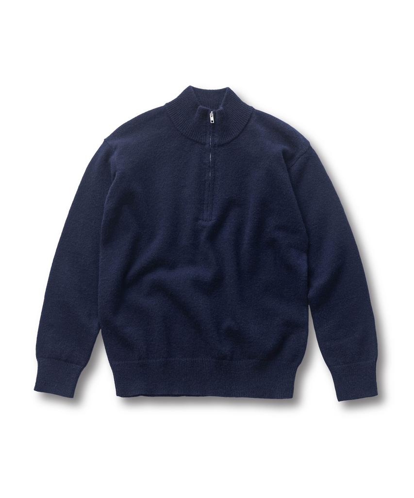 Beullumeol Pbt Wool Half Zip-Up Neck Knit - Navy