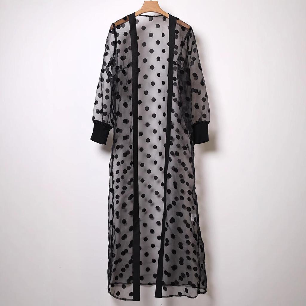 Muslim Women's Polka Dot See-through Cardigan Shawl - Spring/Summer Middle Eastern Apparel