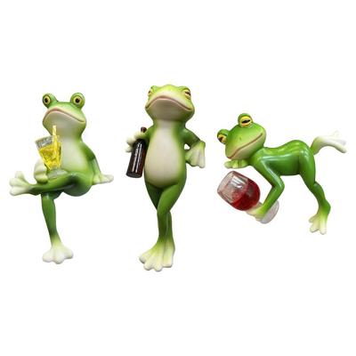 Frog Ornament Resin Decorative Cartoon Animal Hand-Painted Sitting Lying Down Standing Frog Figurines for Outdoor Balcony Garden