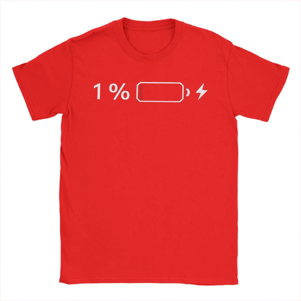 1% Battery T-Shirts for Men Cool Cotton Tees Crewneck Short Sleeve T Shirts Plus Size Clothes