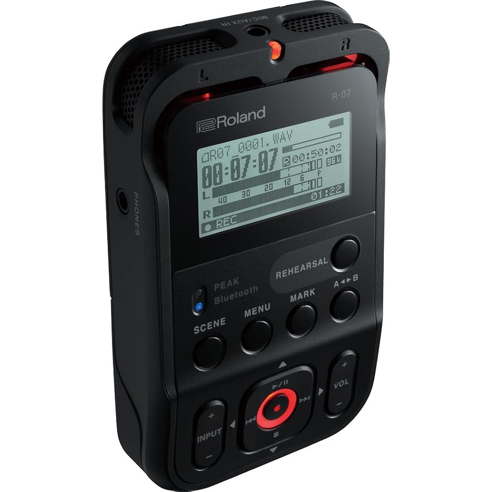 Roland R-07 Linear PCM Recorder IC Recorder with microSD Card Slot, Supports Up To 24-bit/96kHz High-resolution Audio, Black (BK)