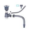 Pack Of 2 Kitchen Sink Drain Set Featuring Removable Basket and Sealing Stoppers In Sturdy Stainless Steel Materials