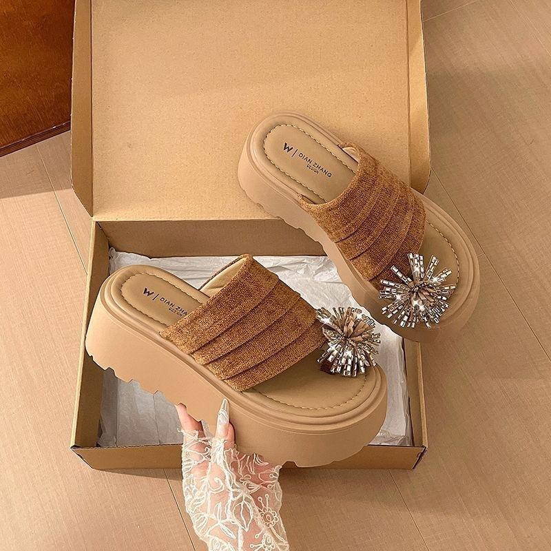 Retro Commuter Cover Toe Birkenstocks Women'S Summer Outer Wear Stacked Fashion High-End Fireworks Half Slippers