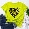 Zomer Dames Bedrukte Luipaardprint Hartvormige Losse Ronde Hals Puur Katoen Korte Mouw T-shirts Dames