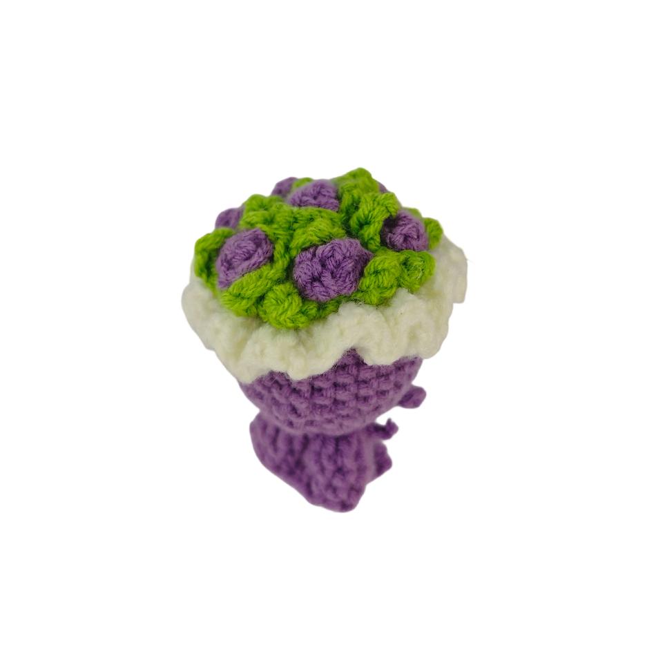 Cute Crochet Flowers Handmade Knitted Crochet Bouquet Keychain Ring Bag Hanging Pendant Ornament for Like Friend Gift