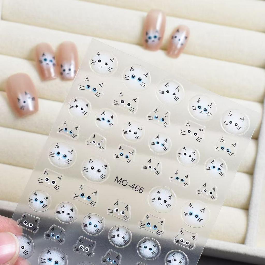 Cute Cat Cartoon Big Eyes Cute Thin Ligament Glue Nail Decoration Sticker Nail Sticker Sticker Sticker Sticker