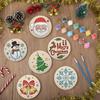 12 Pack Christmas Round Wooden Drink, Natural Wood for Holiday Home and Table Decor