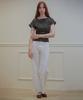 Keulleiseu Side Button Shirred Short Sleeve T-Shirt_Charcoal