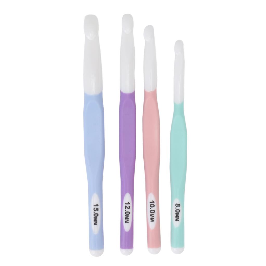 4 ks Háčků na háčkování Ergonomický design Průhledná stupnice Plastová sada háčků na háčkování pro pletení Koberců