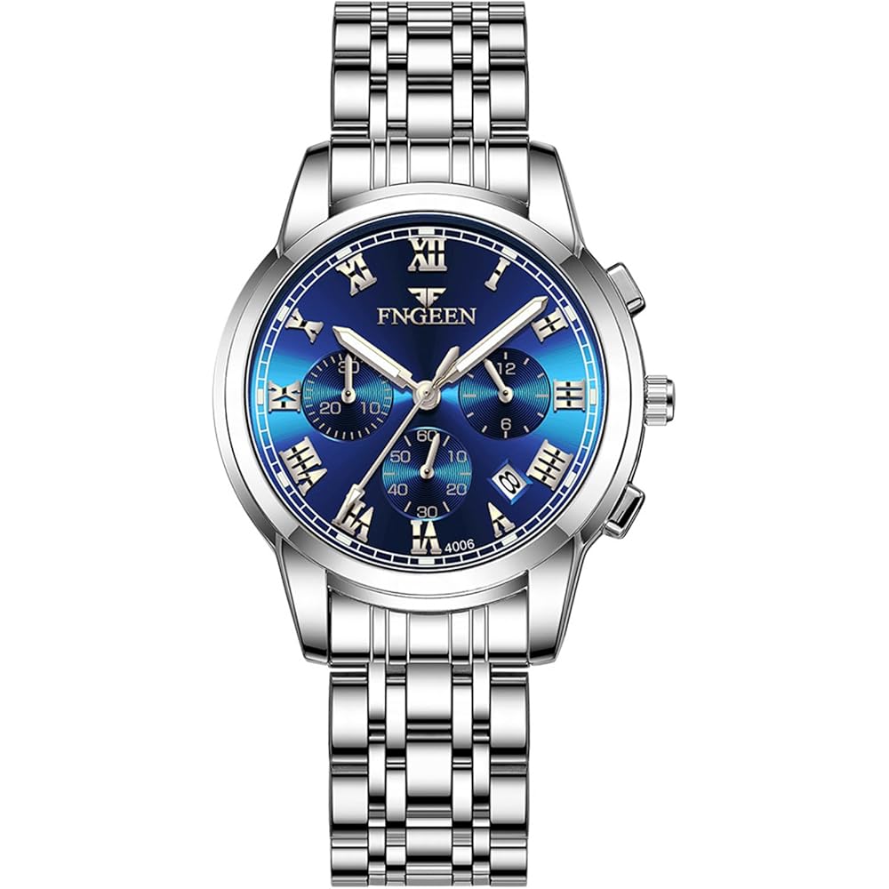 Pair Women s Analog Silver Watch with Calendar, 3ATM Water Resistant, Stainless Steel Band