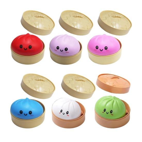 BBQ Pork Bun Squeeze Toy Soft Sensory Fidget for Stress Relief Non-Sticky Slow-Rising Easter Gift for Kids Adults Anxiety Relief Decompression Gadget
