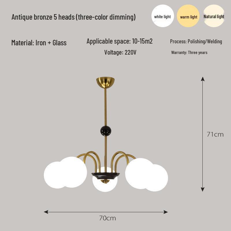 French Minimalist Chandelier: Mid-Century Sputnik Light for Living Room, Bedroom, Dining Area - Romantic Cream Style Lighting