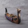 Ceramic Waterfall Incense Burner Viking Dragon Boat with 10 Free Cones Gift Option for Mixed Aromas