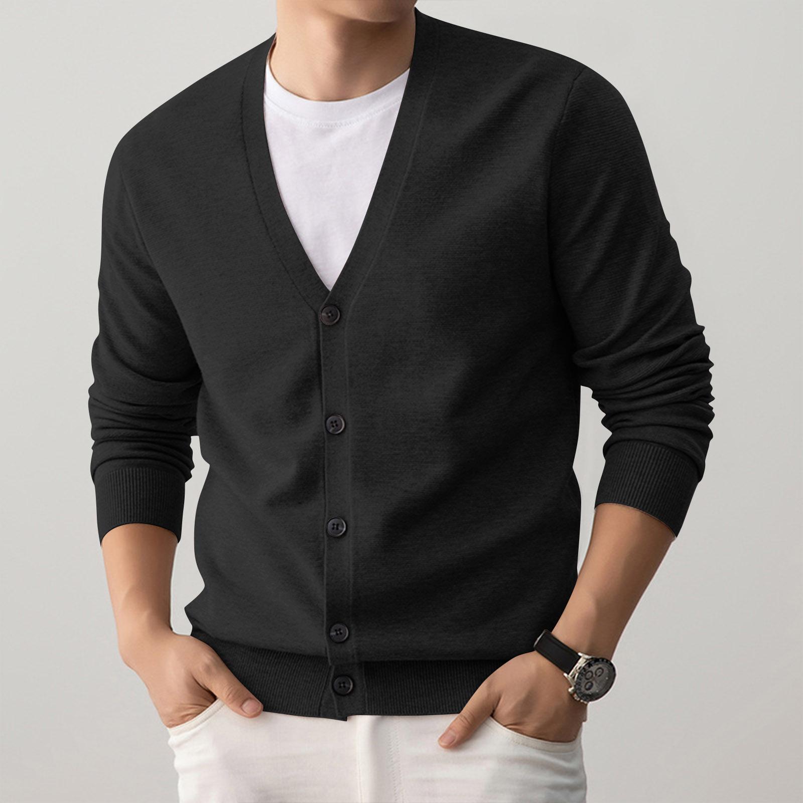 

Мужской кардиган в стиле business casual, свободный, с длинным рукавом, однобортный, пальто-свитер XXXL чёрный