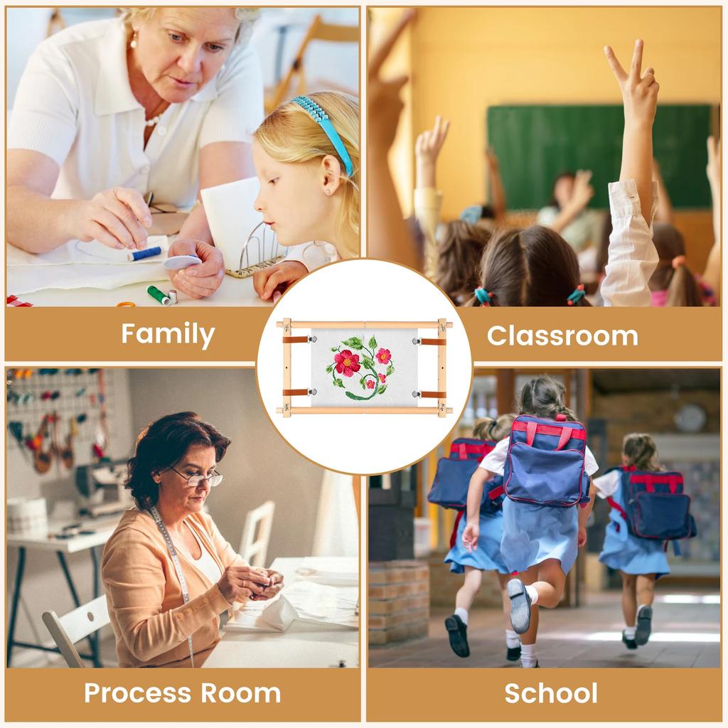 Embroidery Scroll Frame Wooden Cross Stitch Scroll Frame Rotated Adjustable Needlepoint Embroidery Tapestry Scroll Frame