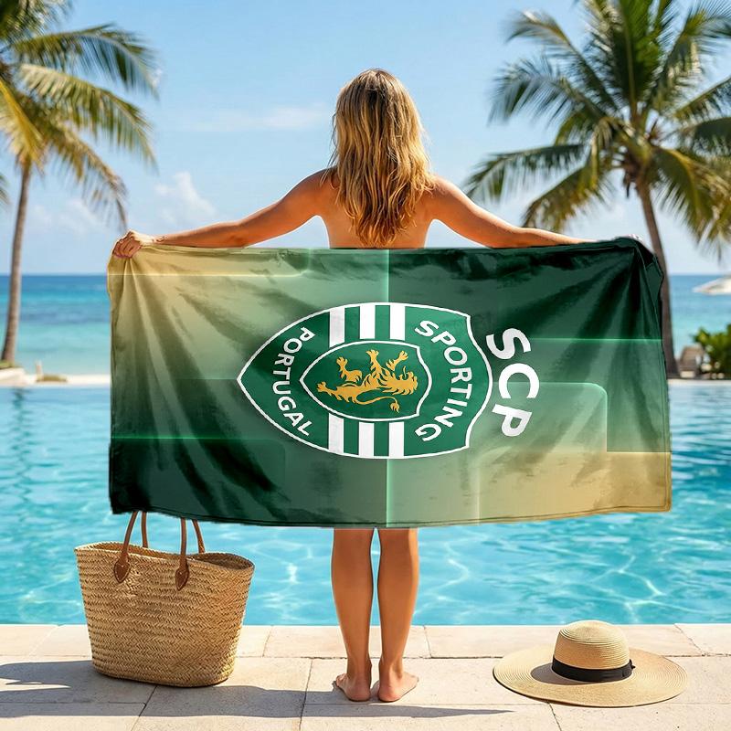 Asciugamano da Spiaggia Sporting CP FC Stampa Asciugatura Rapida Microfibra Assorbente Portatile da Viaggio Asciugamano da Nuoto