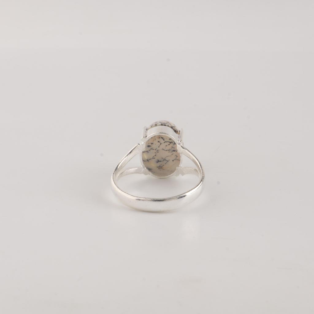 Natural Dendrite Opal Gemstone 925 Sterling Silver Women Jewelry Pretty Engagement Ring For Bride RR-75-29