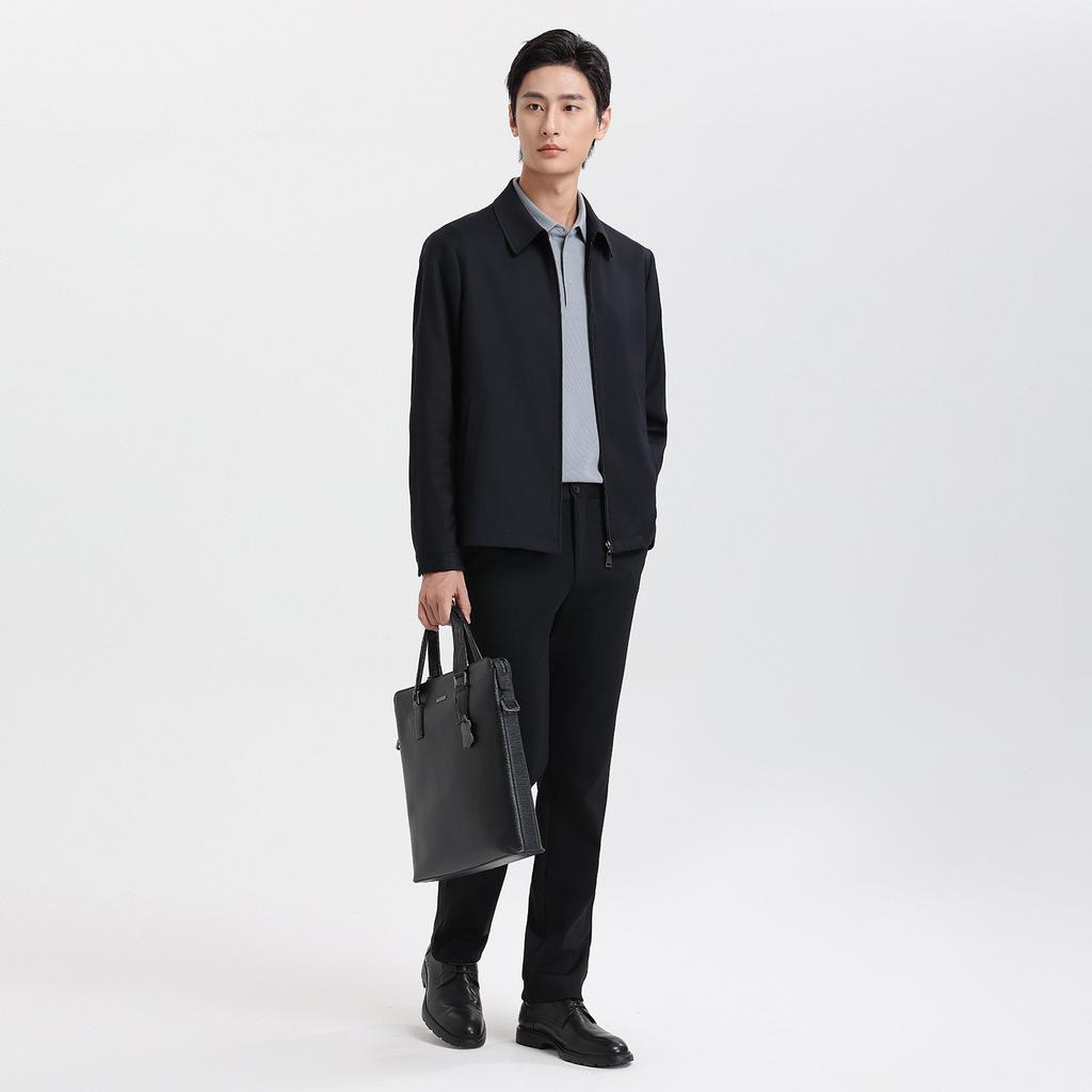 Langdeng Men's Autumn and Winter Commuting Style Easy to Maintain, Wrinkle Resistant and Windproof Business Collar Jacket