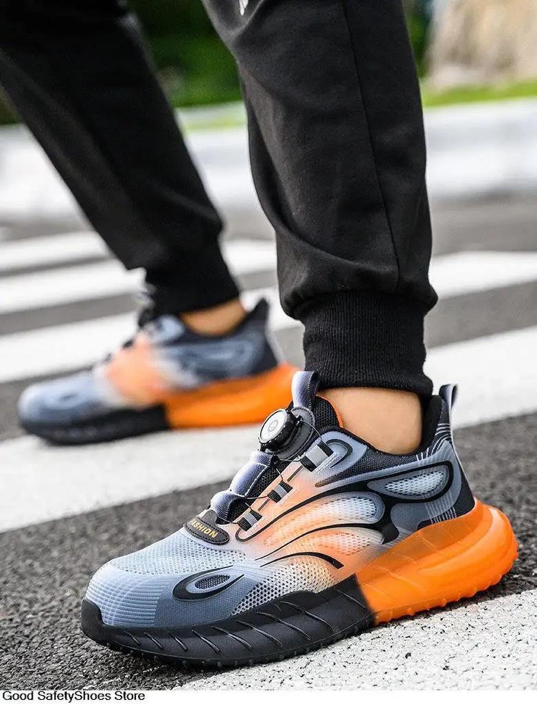 Men Sport Safety Shoes Cushion Work Sneakers Anti-Puncture Breathable Work Shoes Boots Men Women Steel Toe Shoes Lightweight