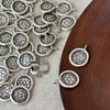 Thai Handmade Antique Silver Woven Plate Pendant Spacer Beads for DIY Bracelets 