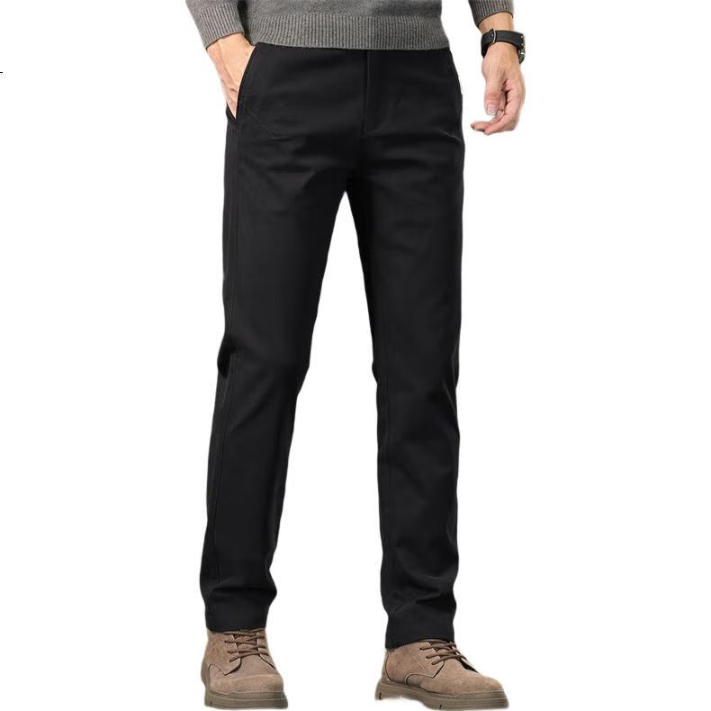 JEEP Casual Pants for Men, Spring And Autumn Business Loose Straight-Leg Trousers, Trendy Versatile Men's Pants, Black, Size 29